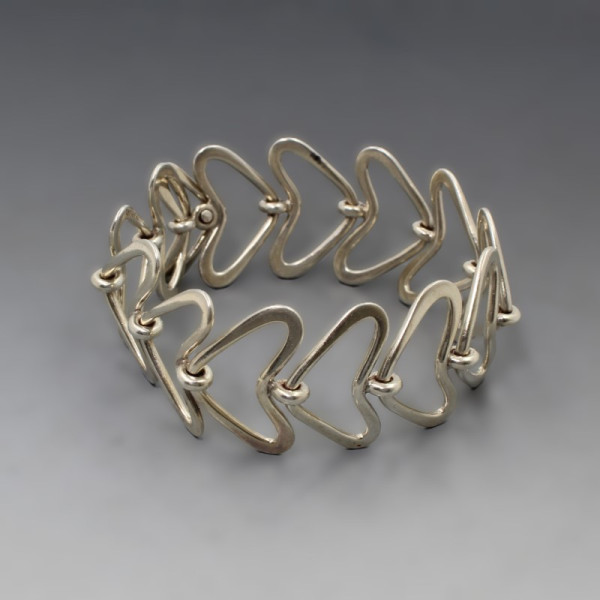 Rare Bent Knudsen Danish Silver Hearts Bracelet